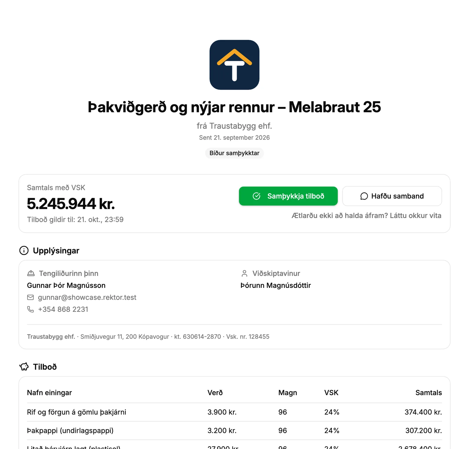Það sem viðskiptavinurinn sér