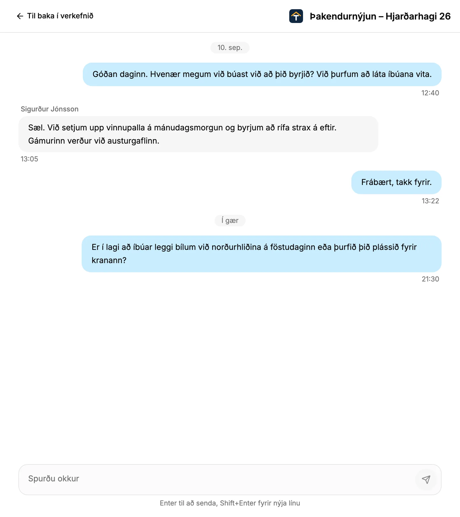 Skilaboð í stað símtala